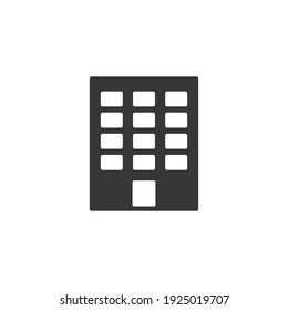 Apartment office building icon. Black building silhouette. Vector isolated on white