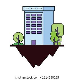 apartment and office building, urban landscape over terrain vector illustration design