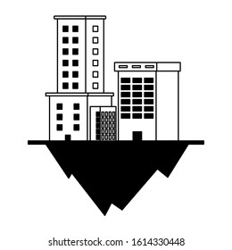 apartment and office buildings urban landscape over terrain vector illustration design