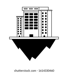 apartment and office buildings urban landscape over terrain vector illustration design