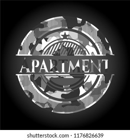 Apartment on grey camo pattern