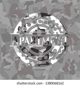 Apartment on grey camo texture