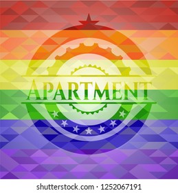 Apartment on mosaic background with the colors of the LGBT flag