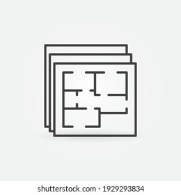 Apartment Plan Blueprints outline vector concept icon or design element