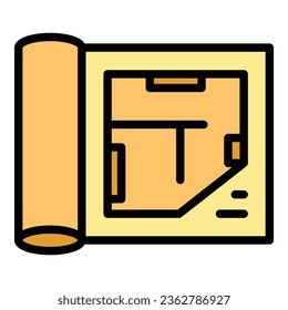 Apartment plan icon outline vector. Home repair. Work tool color flat