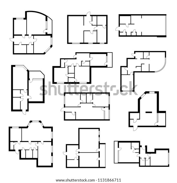 アパートのプランセット 上から見た部屋の尺度図 建物内のスペース間の関係を設計します ベクターイラスト のベクター画像素材 ロイヤリティフリー