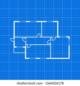 Apartment Plan Thin Line Top View. Vector illustration of Architect Room Project