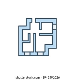 Concepto vectorial del plan de apartamento icono azul moderno o elemento logotipo