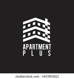 apartment plus symbol logo vector