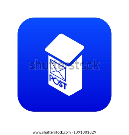 Apartment post box icon blue vector isolated on white background
