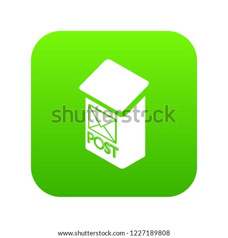 Apartment post box icon green vector isolated on white background