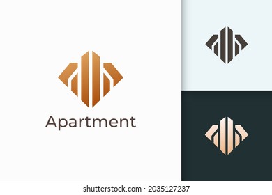 Apartment or property logo in diamond shape for real estate business