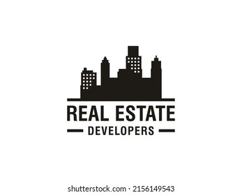 Apartment, Real Estate, Cityscape, City Skyline logo design. Usable for Business and Branding Logos. Flat Vector Logo Design Template.