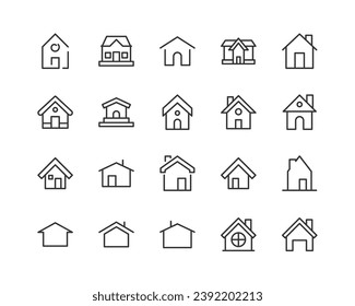 apartment related premium icon set. Vector elements with editable stroke. Isolated on a white background