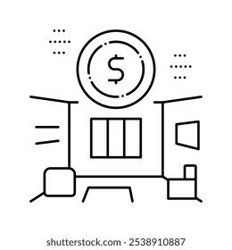 apartment rent line icon vector. apartment rent sign. isolated contour symbol black illustration