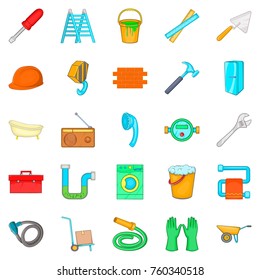 Apartment repair icons set. Cartoon set of 25 apartment repair vector icons for web isolated on white background