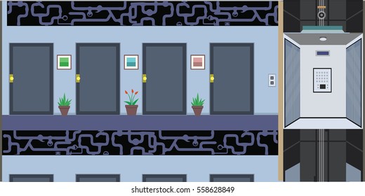 apartment scene flat illustration