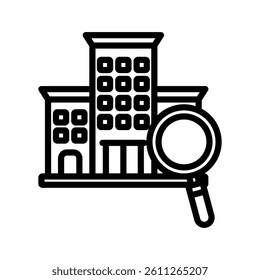 Apartment Search Line Vector Illustration On White Background.