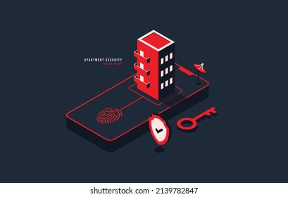 Apartment secure protection automation system concept, Smart security controll via smart phone, safery guard or defence vector illustration