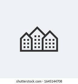 Logotipo de icono simple de apartamento con contorno grueso.