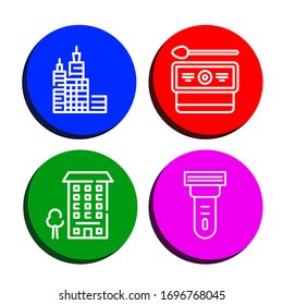 apartment simple icons set. Contains such icons as Skyscraper, Cottage, Apartment, Scraper, can be used for web, mobile and logo