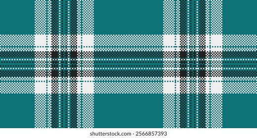 Apartment textile vector texture, birthday card background seamless fabric. Coloured plaid tartan pattern check in cyan and white colors palette.