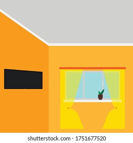 Vector de apartamento. Todo en un color. Colores amarillos, anaranjados, blancos, turquesas, negros. Para diseño web.