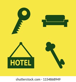 apartment vector icons set. with key, hotel and sofa in set