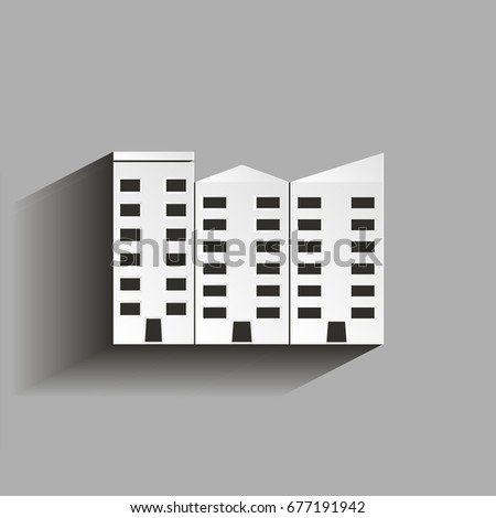 Apartment vector isolated. Ofice building.  Illustration with shadow design