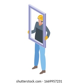 Apartment window installation icon. Isometric of apartment window installation vector icon for web design isolated on white background