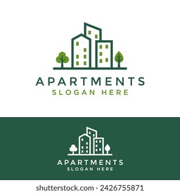 apartments building logo design vector illustration