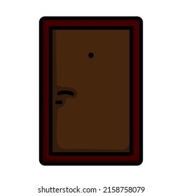 Icono de la puerta de los apartamentos. Contorno de negrita editable con diseño de relleno de color. Ilustración vectorial.