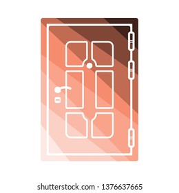 Apartments door icon. Flat color design. Vector illustration.