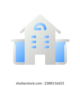 Apartments location flat gradient two-color ui icon. School, university. Rental property. GPS. Simple filled pictogram. GUI, UX design for mobile application. Vector isolated RGB illustration
