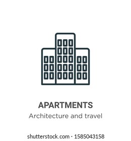Apartments outline vector icon. Thin line black apartments icon, flat vector simple element illustration from editable architecture and travel concept isolated on white background