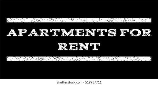 Apartments For Rent watermark stamp. Text tag between horizontal parallel lines with grunge design style. Rubber seal stamp with scratched texture.