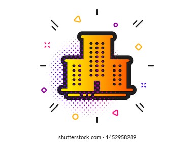 Apartments sign. Halftone circles pattern. University campus icon. Architecture buildings symbol. Classic flat university campus icon. Vector