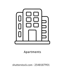  Apartamentos Vetor Contorno ícone estilo ilustração. Arquivo EPS 10