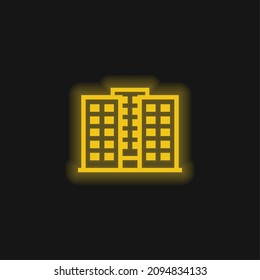 Apartments yellow glowing neon icon