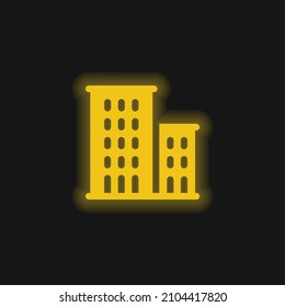 Apartments yellow glowing neon icon