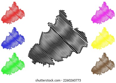 Apaseo el Grande municipality (Free and Sovereign State of Guanajuato, Mexico, United Mexican States) map vector illustration, scribble sketch Andahe, Atlayahualco or Apatzeo map