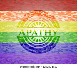 Apathy emblem on mosaic background with the colors of the LGBT flag
