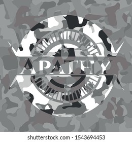 Apathy grey camouflaged emblem. Vector Illustration.
