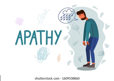 Apathy hand drawn banner vector template. Mental problem, indifference cartoon poster concept