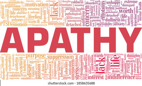 Apathy vector illustration word cloud isolated on a white background.