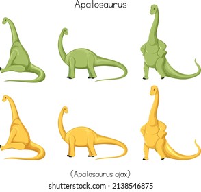 Apatosaurus in different posts illustration