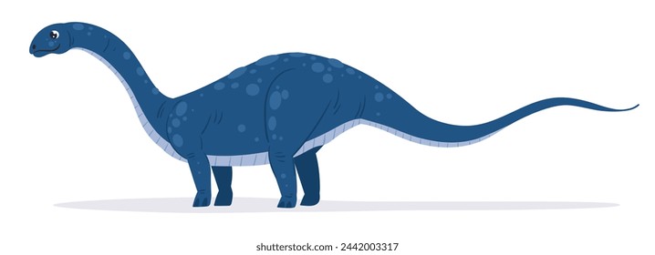 Apatosaurus dinosaur. Cartoon large sauropod dinosaur, herbivorous ancient dino, cretaceous reptile flat vector illustration. Cute apatosaurus dinosaur