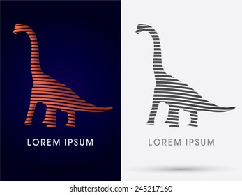 Apatosaurus dinosaur ,Designed using brown and black  line , logo, symbol, icon, graphic, vector.