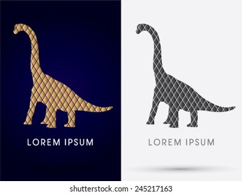 Apatosaurus dinosaur ,Designed using gold and black geometric , logo, symbol, icon, graphic, vector.