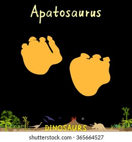 Apatosaurus dinosaur fossil footprint. Dinosaur paws Vector Illustration 